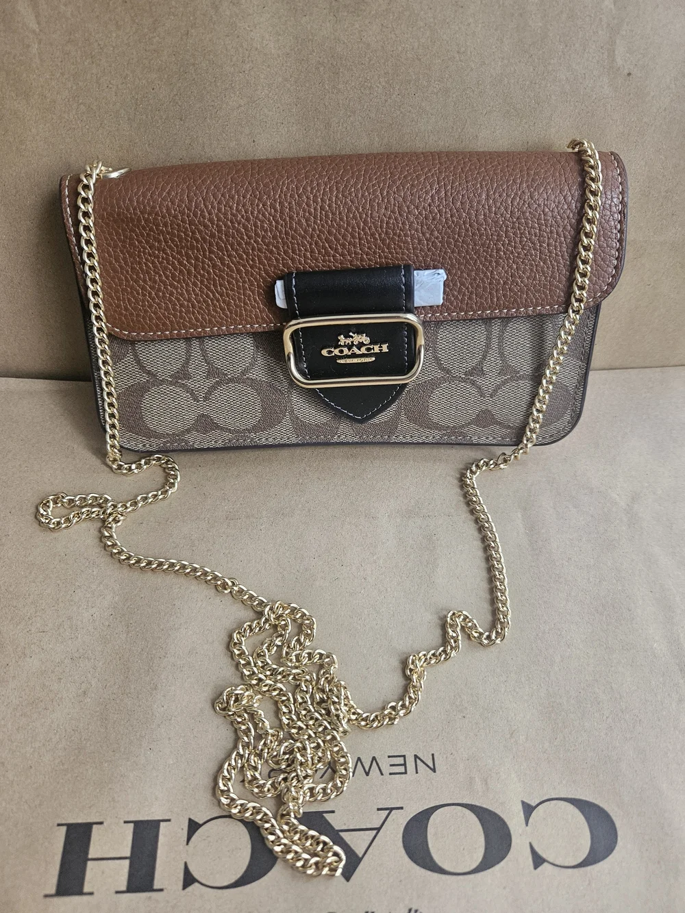 Coach Morgan Crossbody In Colorblock Signature Gold/Khaki Multi CF475